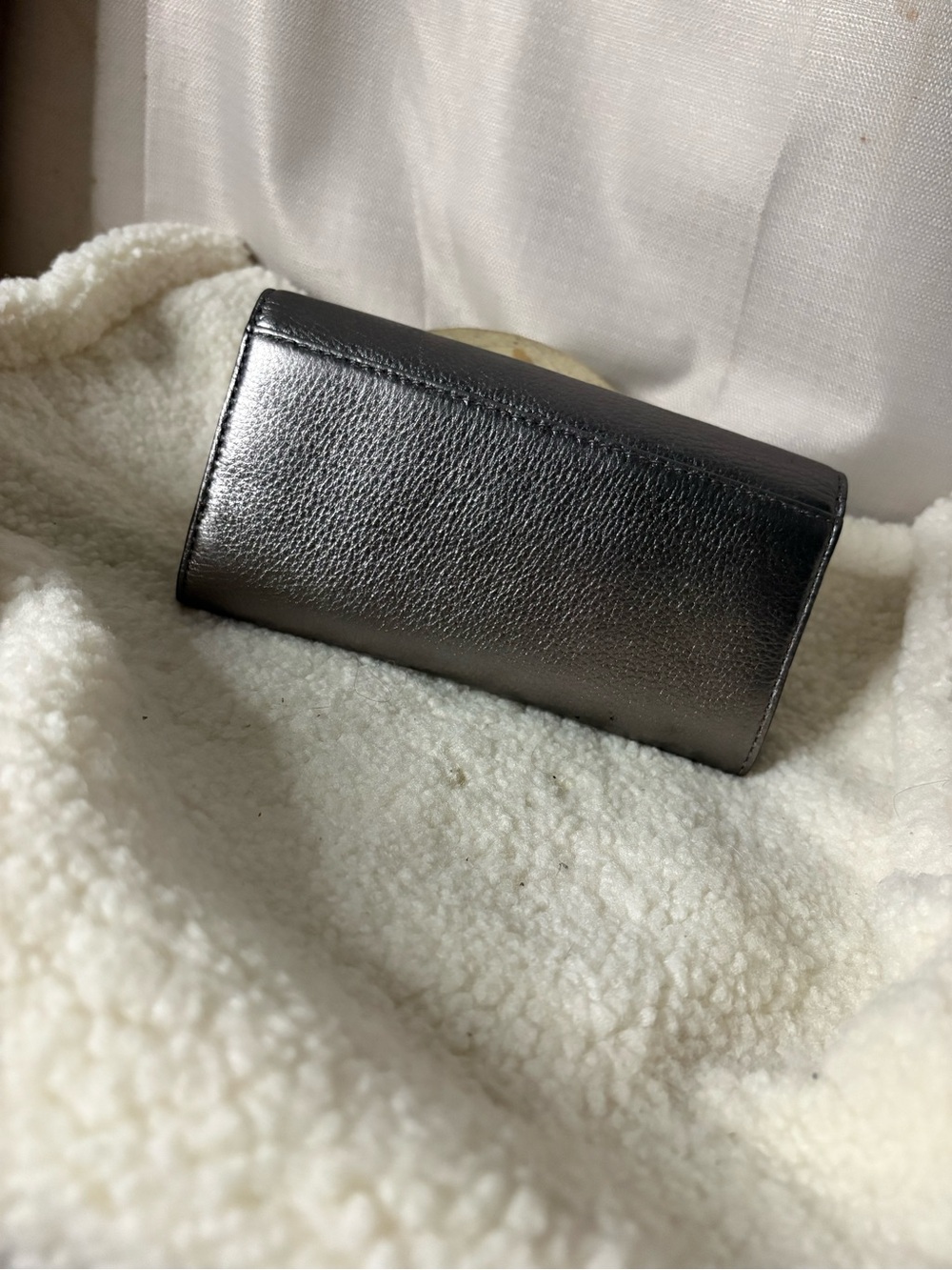Michael Kors Metallic Pewter MK Logo Clutch Wallet - Picture 3 of 3